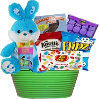 Bunny Treats Chocolate and Candy Easter Gift Basket (Blue)