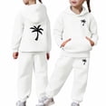 thumbnail image 5 of Ulitacool Outfits for Girl Toddler Casual Printed Hoodie Set Long Sleeve Sweatpants Pullover Top Matching Bottoms Fall Winter Pajamas Loungewear White, 5 of 6