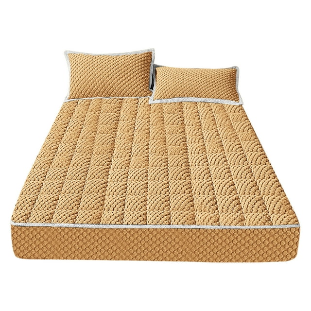 BotaniNest Drap de Lit Profond en Velours Drap de Lit Chaud d'Hiver Épais Housse de Lit Élastique Douce Housse de Matelas Drap de Lit Housse de Protection de Matelas 90X200CM