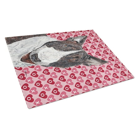 

Caroline s Treasures SC9561LCB Bull Terrier Hearts and Love Glass Cutting Board Large 12H x 16W multicolor