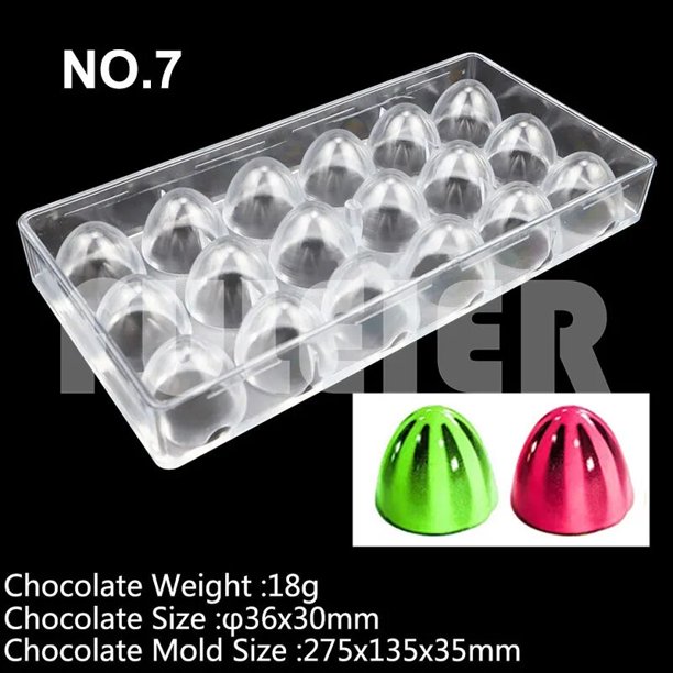 Moldes de Chocolate de policarbonato para hornear, herramientas de confitería para hornear dulces, redondos y cuadrados