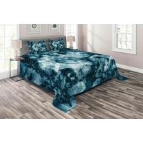 Ambesonne Marble Print Quilted Coverlet 3 Pcs, Marble Stone Effect, King Size, Blue