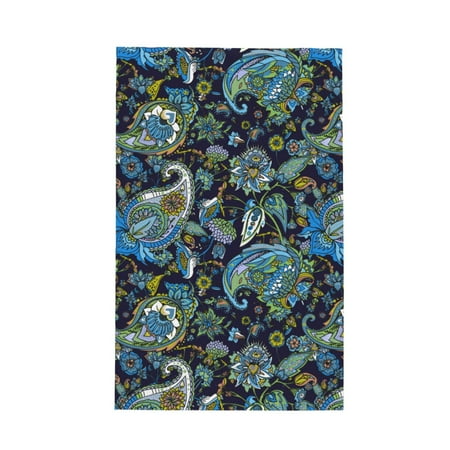

Absorbent Kitchen Towels Paisley Pattern Blue Green Quick Drying Dish Towels for Kitchen Drying Soft Hand Towels with Lanyard for Kitchen Decor