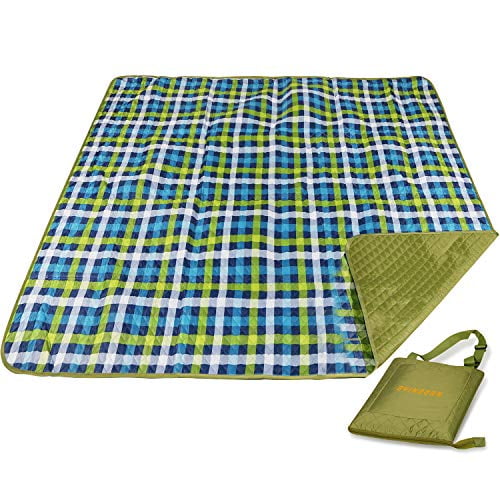 Picnic Blanket Waterproof Sandproof Durable Oxford Folding Extra Large Picnic Mat for Outdoor Travel Beach Lawn Park Portable with Tote Bag Blue Green Yellow Walmart