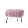 thumbnail image 4 of HOME SOFT THINGS OTOMAN/TABURETE DE PELO SINTÉTICO MONGOL, REPOSAPIÉS TAPIZADO, PATAS DE METAL NEGRO Y ASIENTO ACOLCHADO. 48x33x43CM, LILAS., 4 of 5