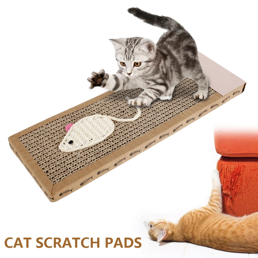 Heritage 2 Piece Cardboard Cat Scratcher Twin Pack Jungle & Zebra Lounger Set Cat Nip Pet Kitten Play Scratch 
