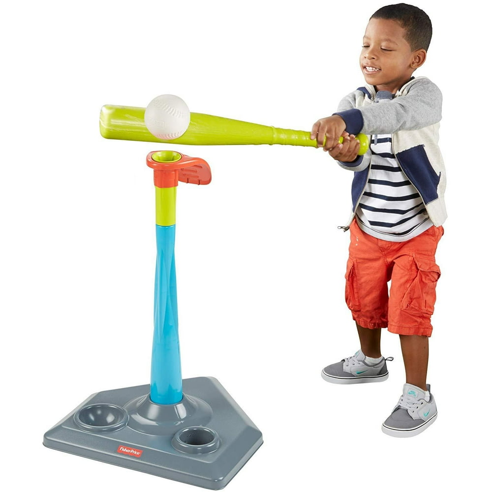 Fisher Price Grow to Pro Height Adjustable Tee Ball Set with Removable Bat Guide - Walmart.com