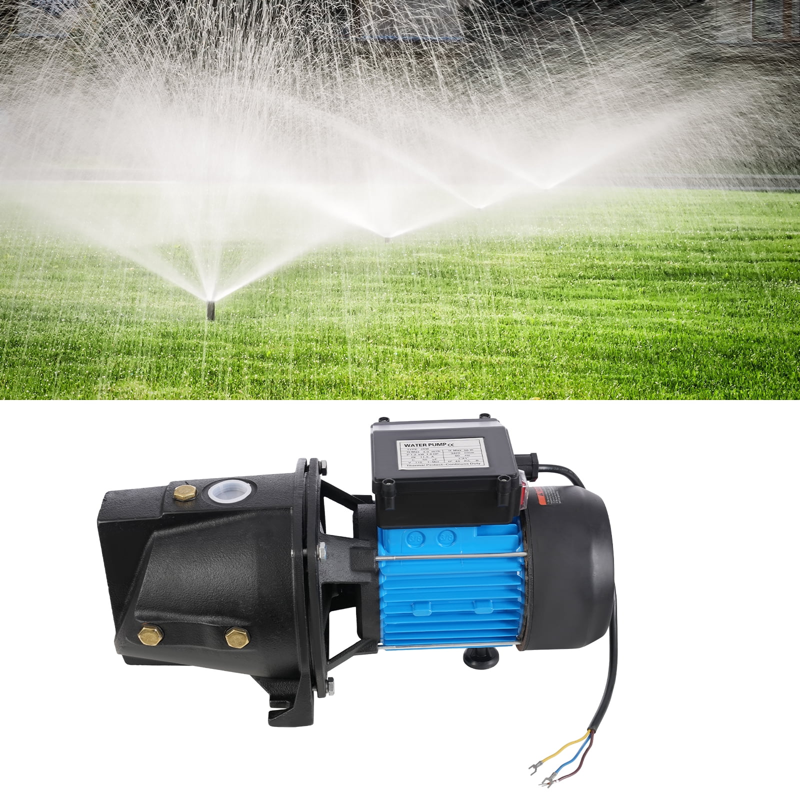 1.6HP Cast Iron Water Pump - 1056GPH Flow Rate, 183ft Lift for Farm/Garden Irrigation & Home Water Pressure