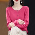 thumbnail image 4 of MXUIKV Crewneck Sweaters for Women Long Sleeve Fall Fashion Fitness Knitted Tunic Stretchy Loose Fitted Womens Blouses Solid Color, 4 of 5