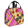 thumbnail image 3 of Skateboard Pizza Stripes Insulated Lunch Bag for Women Men , Reusable Cute Lunch Bags for Picnic School Work Office Red, 3 of 8