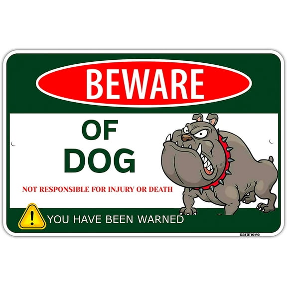 Beware of Dog Metal Tin Sign Funny Dog Sign For Wall Decor-Gifts for Dog Lovers Funny Dog Room Decor—Aluminum-8x 12Inches—Dog