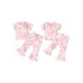 thumbnail image 3 of Aojekbee Kid Girls Pants Set, Tie-dye Print Short Sleeve Crew Neck T-shirt with Flare Pants Summer Outfit, 3 of 10