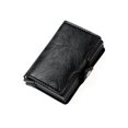 thumbnail image 1 of Mini cartera original con clip para billetes - Cartera delgada - Monedero de cuero - Cartera premium - Tarjetero - Negro puro, 1 of 5