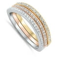 thumbnail image 4 of Stackable Set Rose Gold-Tone White CZ Ring .925 Sterling Silver Band Jewelry Female Size 5, 4 of 4
