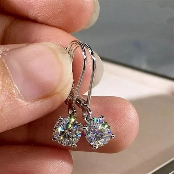 925 Sterling Silver 1.00 CT Round Cut Natural Moissanite Drop & Dangle Earrings