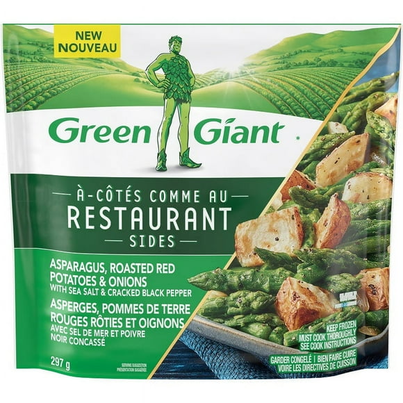 GREEN GIANT RESTAURANT À-CÔTÉS COMME AU ASPERGES LÉGUMES COPIEUX DE PREMIÈRE QUALITÉ AVEC SAUCES SALÉES CRÉÉES PAR UN CHEF. PRÊTS À SAUTER DANS UNE POÊLE POUR OFFRIR UNE EXPÉRIENCE SEMBLABLE À CELLE D’UN RESTAURANT, MAIS À DOMICILE. DES SAVEURS DÉLICIEUSES QUI DONNENT L’EAU À LA BOUCHE, PARFAITES COMME ACCOMPAGNEMENT DE N’IMPORTE QUEL REPAS.