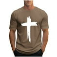 thumbnail image 3 of DDAPJ pyju Men's Fashion 3D Jesus Cross Faith T-Shirt, Mens Novelty Christian Cross Print Casual Short Sleeve Shirt Funny Graphic Workout Athletic Tees Tops Summer Savings Brown XL, 3 of 6