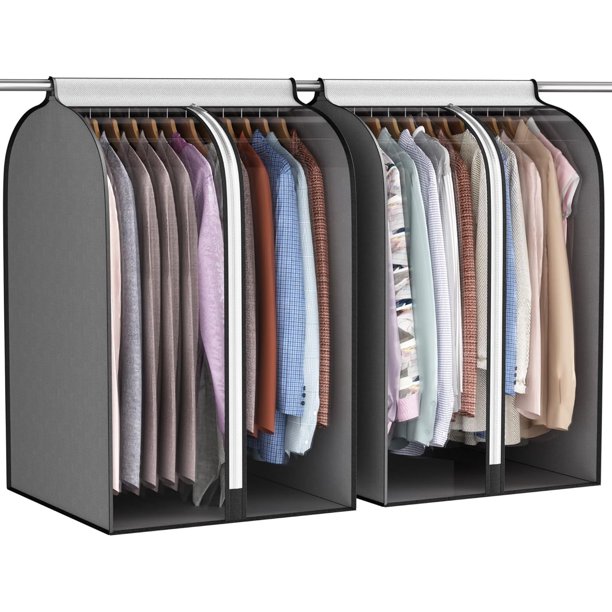 Bolsas de ropa con refuerzo para colgar ropa, funda de ropa para ventana grande transparente para almacenamiento de clóset, protector de chamarra para traje