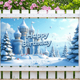 thumbnail image 4 of LUUFILx Frozen Wonderland Happy Birthday Banner Backdrop Snowy Castle Theme Winter Party Supplies Photography Props Background Decorations Celebration, 4 of 7