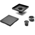 thumbnail image 2 of HEATGENE 6-Inches Square Shower Drain with Flat Cover, Stainless Steel Shower Floor Drain with Removable Quadrato Pattern Grate, Floor Shower Drain with Hair Strainer, Matte Black, 2 of 8
