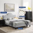 thumbnail image 2 of Platform Bed Frame, King Size, Grey Gray, Velvet, Modern Contemporary, Bedroom Master Guest Suite Room, 2 of 10