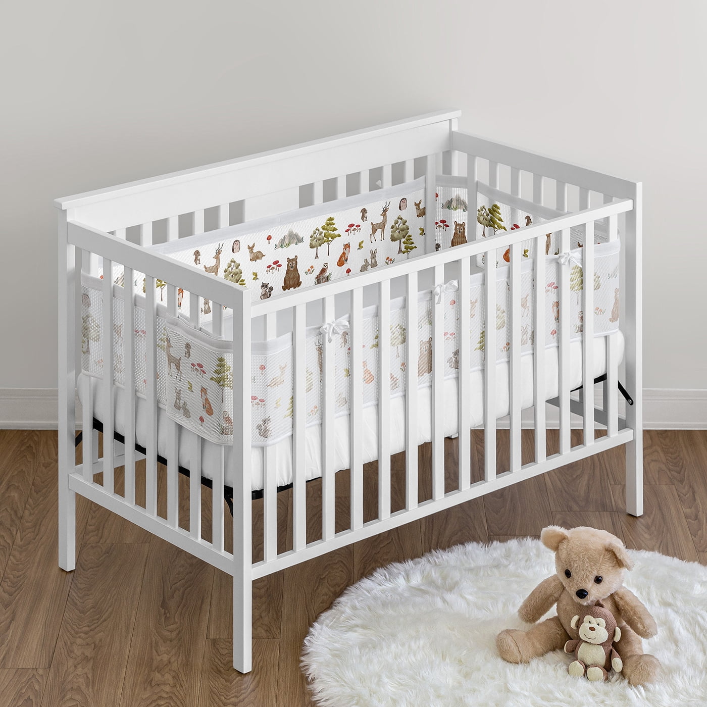 Sweet Jojo Designs + BreathableBaby Watercolor Woodland Forest Animals Multicolor Breathable Mesh Crib Liner Pad