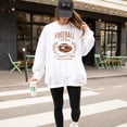thumbnail image 4 of Football Mom Social Club Sweatshirt Faux Glitter Cheering from the Sidelines Football Pullover White Sweatshirt Large, 4 of 5
