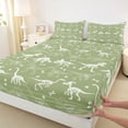 thumbnail image 4 of Feelyou Dino Skeleton Full Size Sheets for Kids Boys Teens, Fossil Bone Wildlife Bed Sheets, Olive, 4 Pieces, 4 of 5