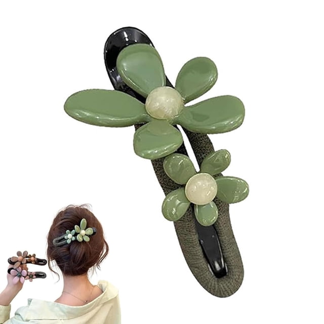 Pinzas para el pelo con diseño de pico de pato y flores retro, pinzas para el pelo planas mate, pinzas para el pelo planas con flores, pinzas para el pelo decorativas con diseño de pico de pato, antid