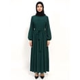 thumbnail image 2 of Women’s Modest Pleated Maxi Dress, Long Sleeve, Removable Belt, 2 of 3