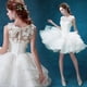 thumbnail image 1 of Vestido de novia corto de encaje blanco para cena, reunión anual, dama de honor, grupo de hermanas, vestido para mujer, 1 of 5