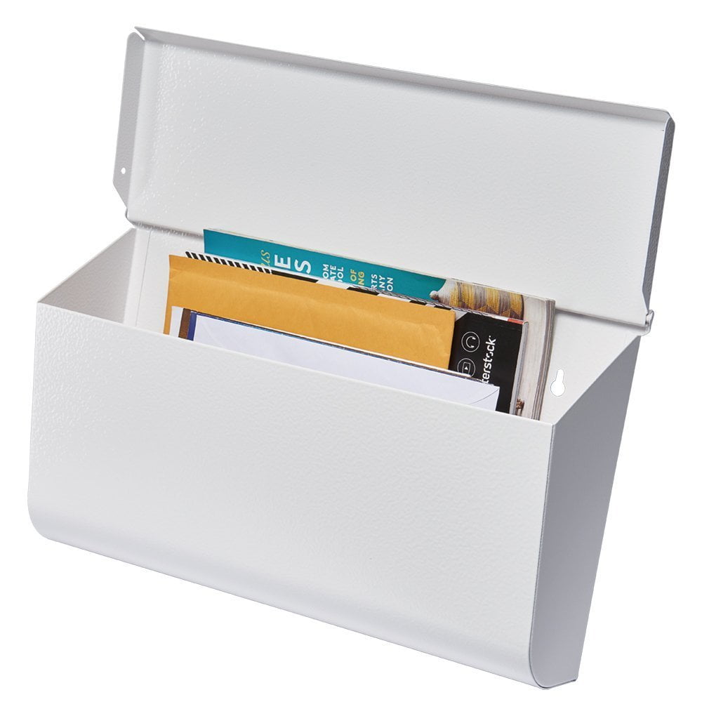Gibraltar Mailboxes Woodlands Medium, Horizontal, Steel, Wall Mount Mailbox, White, L4009WW0