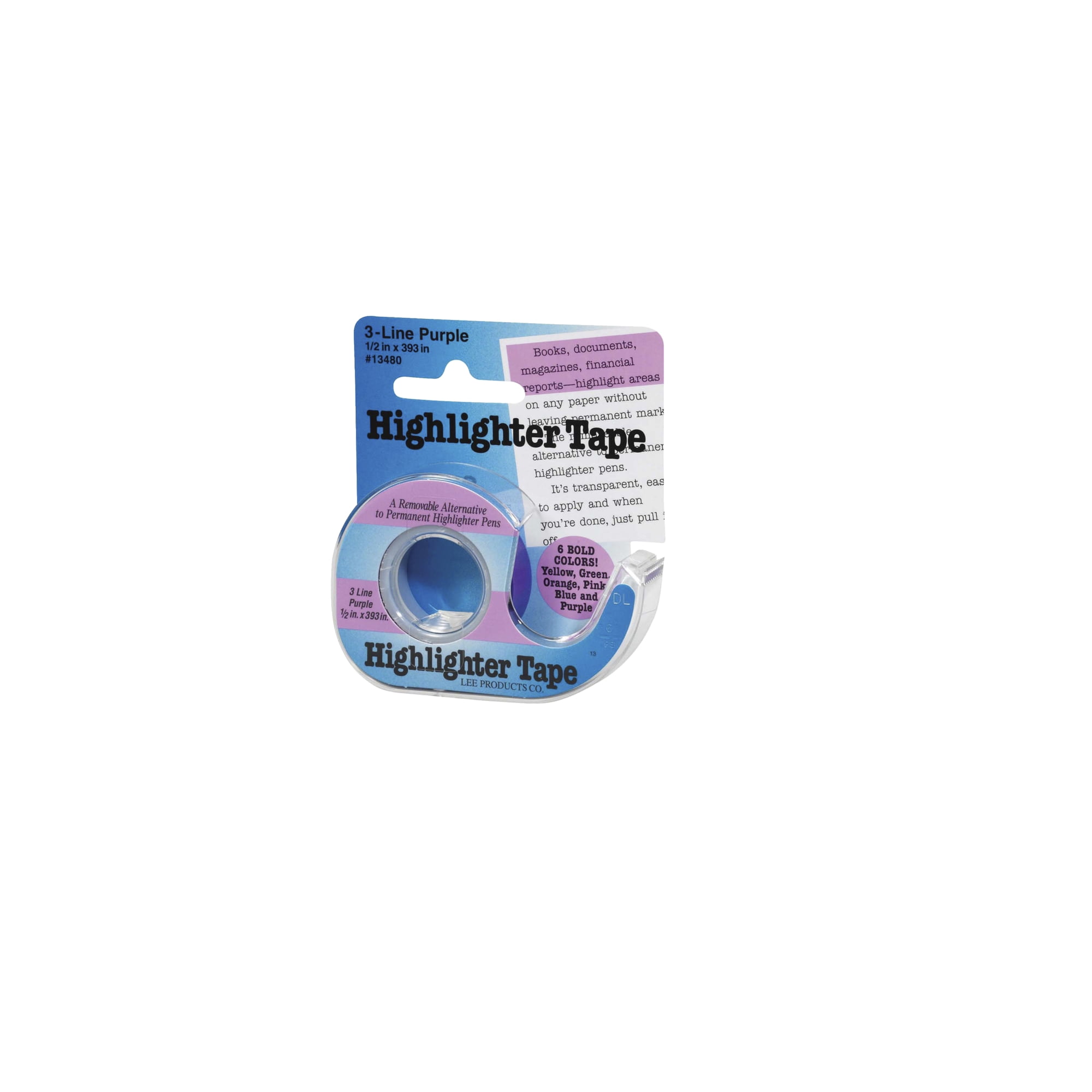 Lee Removable Highlighter Tape Refill, 1/2 X 393 in, Purple