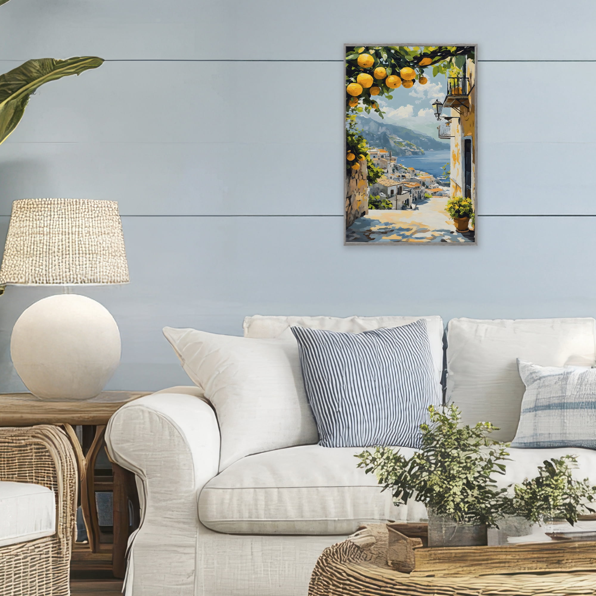 Stupell Industries Lemon Tree Overlooking Coast Gray Framed Giclee Art, design by Creative Studio