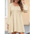 thumbnail image 3 of SOMER Casual Dresses for Women, Fall Winter A-Line Midi Dresses for Women 2025 Crewneck Button Up, Cute Long Sleeve Dress for Women, 3 of 6
