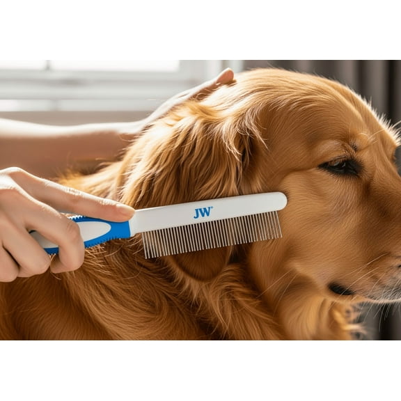 Jw Grip Soft Flea Pet Comb, Grey/yellow Plastic Grip Handle Easy to Use
