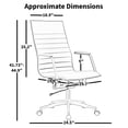 thumbnail image 3 of 2xhome Set of 2 Gray Mid Century Modern High Back Ribbed PU Leather Tilt Adjustable Ergonomic Office Chair With Padded Arms Arm Rest Wheels Desk Task Back Support Lumbar Swivel Conference Design, 3 of 12