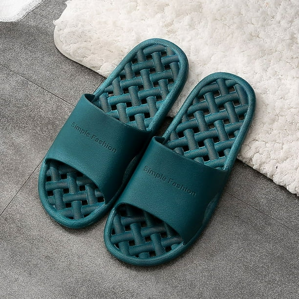 Sandalias de cuadros con fugas inglesas para hombre y mujer, zapatillas de baño con masajes huecos, para el hogar, interior y exterior