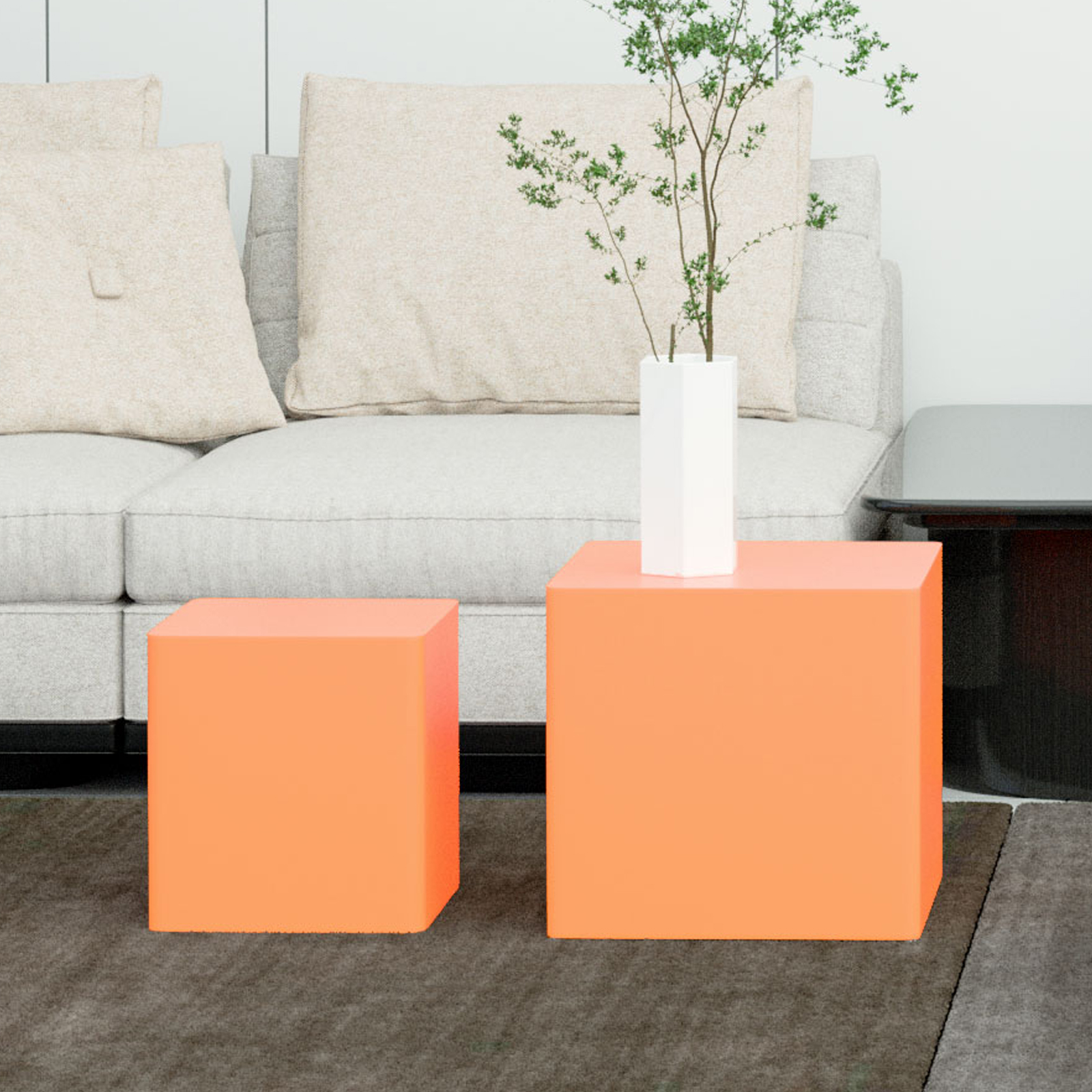 Williamspace Modern Square Coffee Table Set of 2 Nesting Table End Side Table Set of 2 for