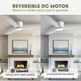 thumbnail image 3 of HOOMEDELIER 52" Modern Reversible Ceiling Fan with Light Remote/App Control,3-Blade Dimmable Flush Mount Ceiling Fan for for Bedroom, Living Room-White, 3 of 9