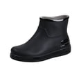 thumbnail image 2 of pwidon Waterproof Rain Boots for Women Slip On Short Ankle Slip Resistant Flat Sole Lightweight Casual Low Height Rubber Wet Weather Footwear Black 36, 2 of 3