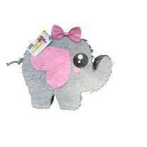 APINATA4U It's a Girl Pink and Gray Baby Elephant Pinata for Baby Shower