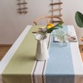 thumbnail image 3 of Tassel Cotton Linen Fabric Dust Proof Tablecloth Table Cover Tabletop Decoration(Green 55*55in), 3 of 12
