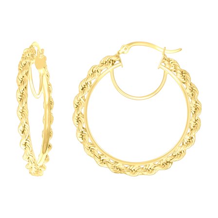 10k Yellow Gold Womens Fancy Twisted Rope Hoop Earrings 3mm-38 Jewelry Gift for Women