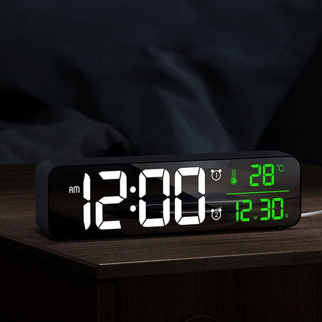 BEADCEST 1Set Square Alarm Clock with Digital Display for Office Black ABS