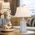 thumbnail image 4 of Coastal Table Lamps Set of 2, Beach Living Lamps for Bedroom with USB A+C, Antique Grey Modern Resin LED, 4 of 12
