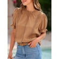 thumbnail image 5 of Biezeib Women's Summer Lace Crochet Tops Short Puff Sleeve Ruffled Collared Blouse Elegant Shirts Clubwear, 5 of 6