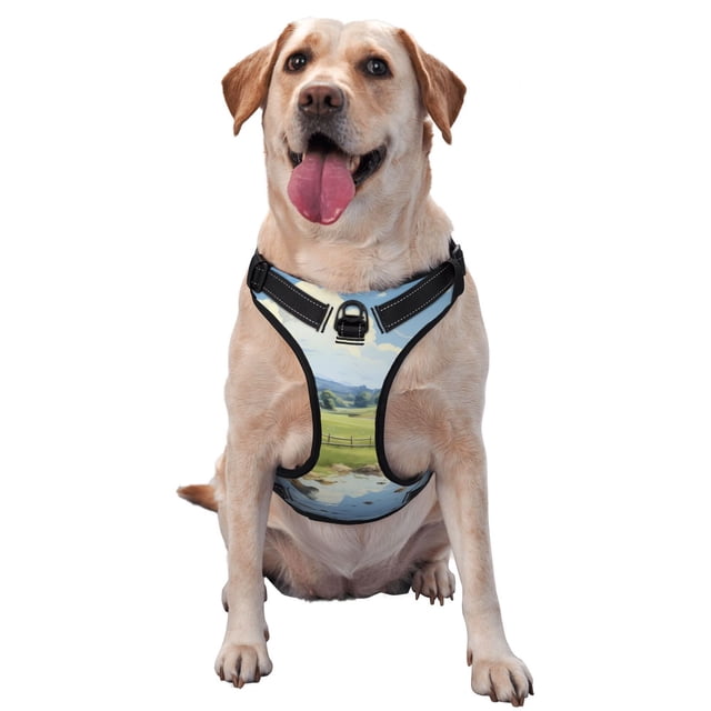 Fotbe Pasture Cow Arnés para Perro con Estampado –Chaleco Ajustable Acolchado con Asa de Control para Perros Grandes-Large