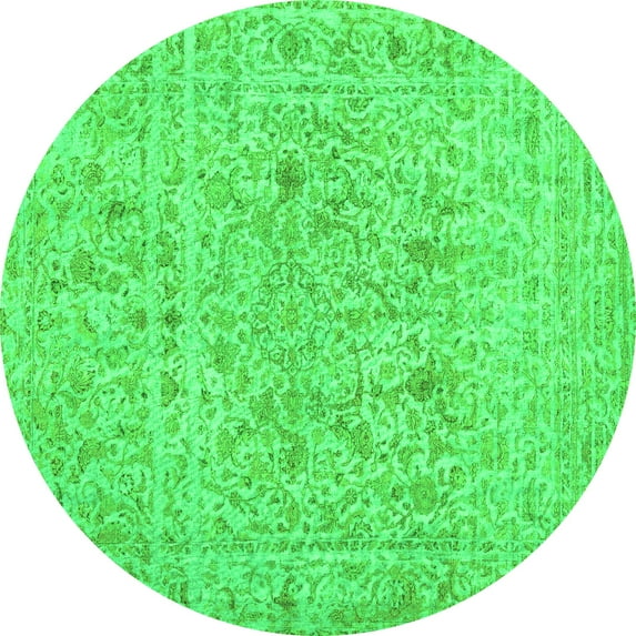 Ahgly Company Indoor Round Abstract Green Contemporary Area Rugs, 6' Round