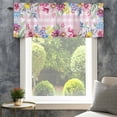 thumbnail image 4 of Easter Flowers Farmhouse Short Window Curtain Valances, Eggs Spring Floral Rustic Pink Checkered Rod Pocket Kitchen Valances for Living Room Bedroom Bathroom Cafe 42" x 12", 4 of 8